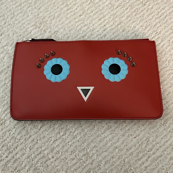 Fendi Orange and Blue Leather Bird Clutch - Picture 2 of 11